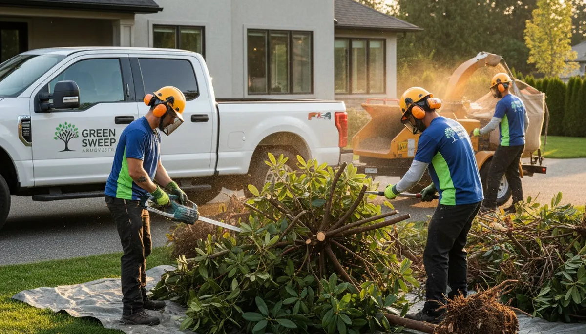 Professional shrub removal service in Los Angeles, CA clearing overgrown bushes and yard debris