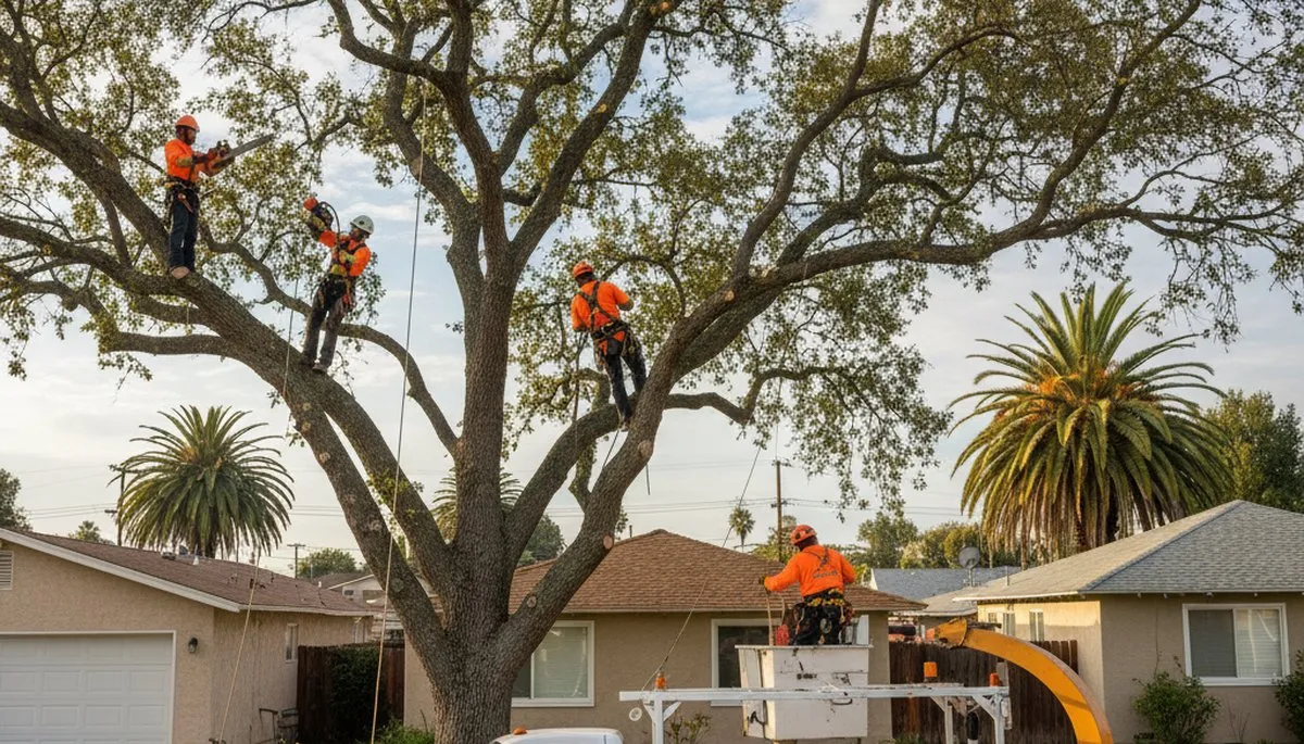 Professional tree removal service in Los Angeles CA safely cutting and clearing large trees