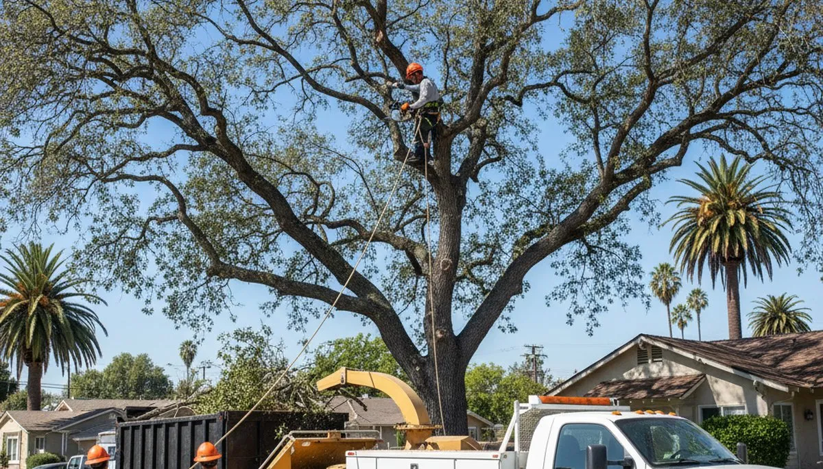Professional tree removal service in Los Angeles CA safely cutting and clearing large trees